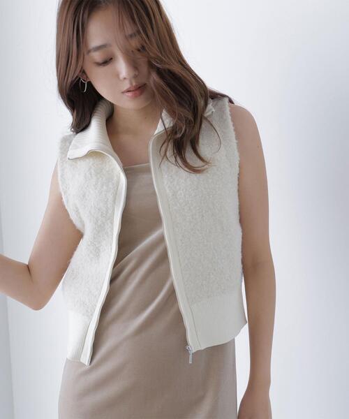 NATURAL BEAUTY BASIC(ナチュラルビューティーベーシック)の「◇ブークレジップニットベスト(ベスト・レディース・ブルー/オフホワイト/グレー・FREE)」の7枚目の写真