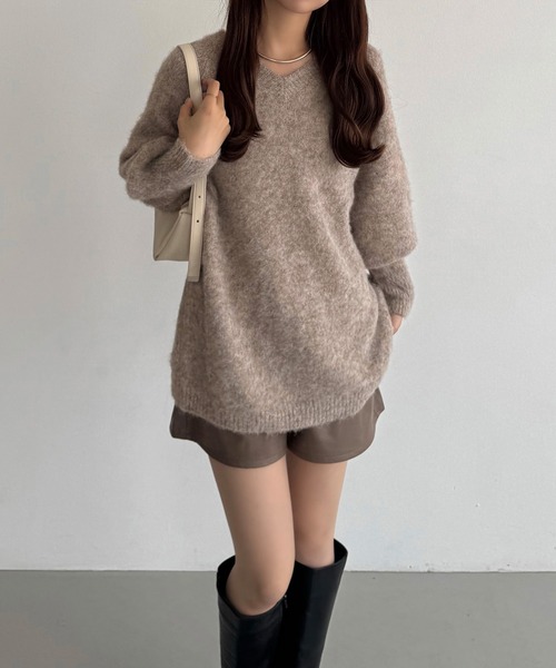 callautia（カラウティア）の「バックリボンオーバーシャギーニット（ニット/セーター・レディース・ネイビー/チャコール/ライトグレー/ブラウン/ダークブラウン・MEDIUM/LARGE）」の11枚目の写真