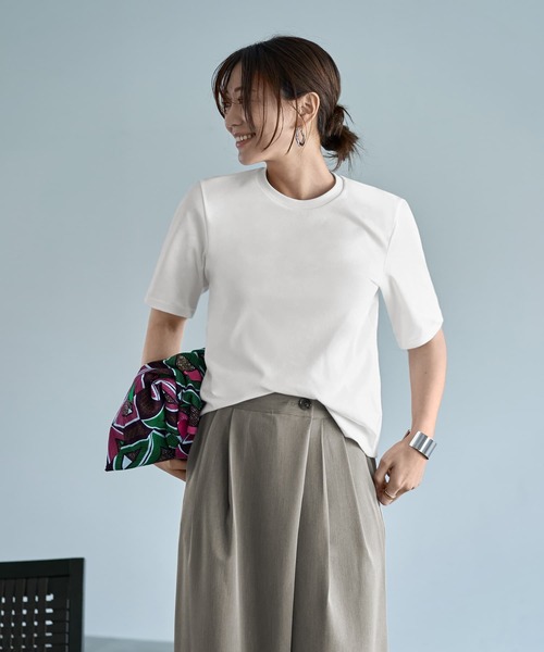 STYLE DELI（スタイルデリ）の「【ものづくりJAPAN】DIORAMA スタリッシュ４分袖Tシャツ（Tシャツ/カットソー・レディース・ホワイト/ブラック・FREE）」の3枚目の写真