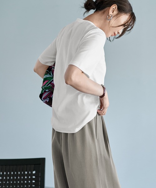 STYLE DELI（スタイルデリ）の「【ものづくりJAPAN】DIORAMA スタリッシュ４分袖Tシャツ（Tシャツ/カットソー・レディース・ホワイト/ブラック・FREE）」の5枚目の写真