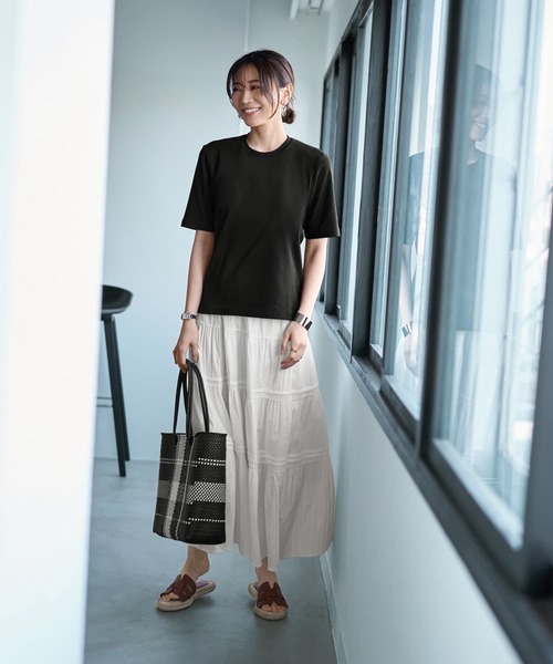 STYLE DELI（スタイルデリ）の「【ものづくりJAPAN】DIORAMA スタリッシュ４分袖Tシャツ（Tシャツ/カットソー・レディース・ホワイト/ブラック・FREE）」の10枚目の写真