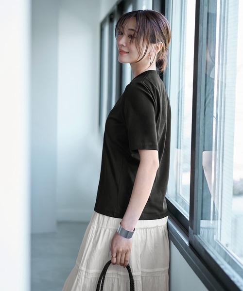 STYLE DELI（スタイルデリ）の「【ものづくりJAPAN】DIORAMA スタリッシュ４分袖Tシャツ（Tシャツ/カットソー・レディース・ホワイト/ブラック・FREE）」の12枚目の写真