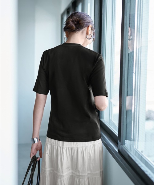 STYLE DELI（スタイルデリ）の「【ものづくりJAPAN】DIORAMA スタリッシュ４分袖Tシャツ（Tシャツ/カットソー・レディース・ホワイト/ブラック・FREE）」の13枚目の写真