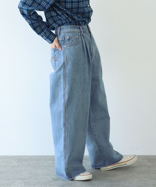 PAR ICI（パーリッシィ）の「13OZデニム ワイドタックパンツ（デニムパンツ・レディース・ブルー/ネイビー/サックスブルー・M/S）」の20枚目の写真