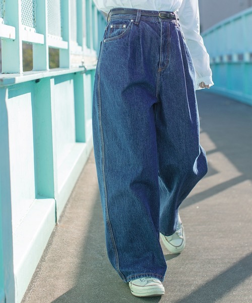 PAR ICI（パーリッシィ）の「13OZデニム ワイドタックパンツ（デニムパンツ・レディース・ブルー/ネイビー/サックスブルー・M/S）」の6枚目の写真