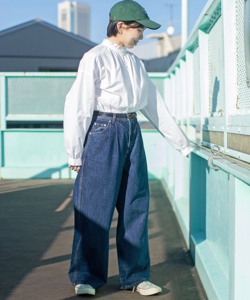 PAR ICI（パーリッシィ）の「13OZデニム ワイドタックパンツ（デニムパンツ・レディース・ブルー/ネイビー/サックスブルー・M/S）」の13枚目の写真