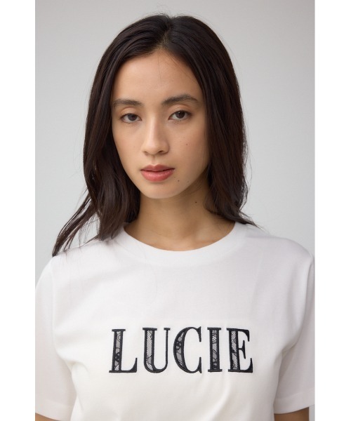 AZUL by moussy(アズールバイマウジー)の「C/T冷感レースロゴTシャツ(Tシャツ/カットソー・レディース・オフホワイト/ブラック/ブラウン・FREE)」の4枚目の写真