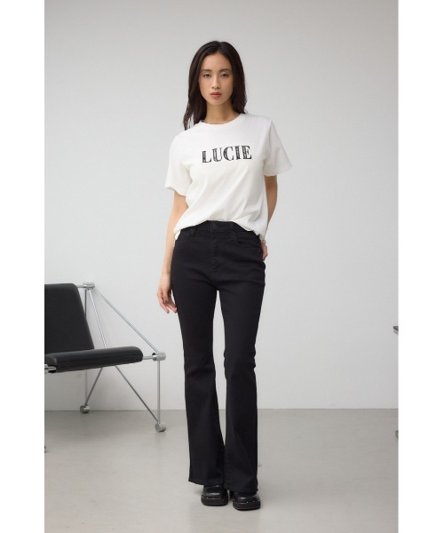 AZUL by moussy(アズールバイマウジー)の「C/T冷感レースロゴTシャツ(Tシャツ/カットソー・レディース・オフホワイト/ブラック/ブラウン・FREE)」の6枚目の写真