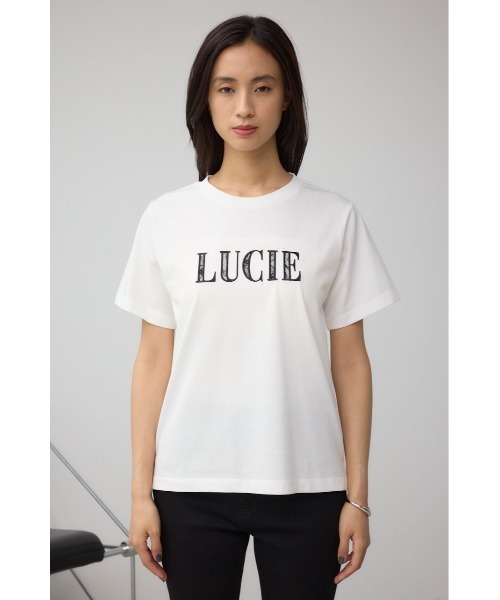 AZUL by moussy(アズールバイマウジー)の「C/T冷感レースロゴTシャツ(Tシャツ/カットソー・レディース・オフホワイト/ブラック/ブラウン・FREE)」の7枚目の写真