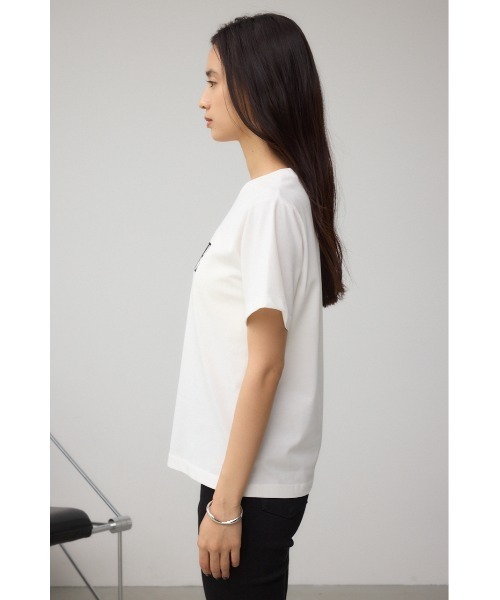 AZUL by moussy(アズールバイマウジー)の「C/T冷感レースロゴTシャツ(Tシャツ/カットソー・レディース・オフホワイト/ブラック/ブラウン・FREE)」の8枚目の写真
