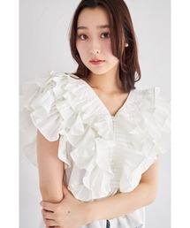 【ZOZO限定】フリルティアードクロップドブラウス