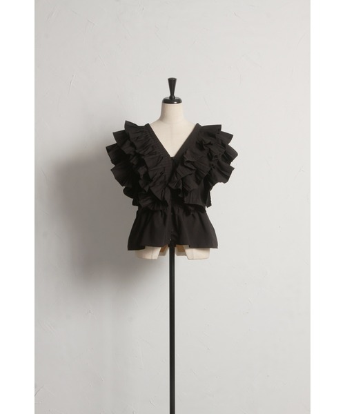 tocco closet(トッコ クローゼット)の「【ZOZO限定】フリルティアードクロップドブラウス(シャツ/ブラウス・レディース・ブラック/ホワイト・M)」の15枚目の写真