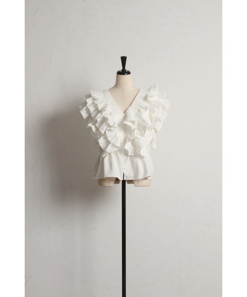 tocco closet(トッコ クローゼット)の「【ZOZO限定】フリルティアードクロップドブラウス(シャツ/ブラウス・レディース・ブラック/ホワイト・M)」の16枚目の写真