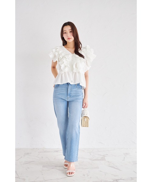 tocco closet(トッコ クローゼット)の「【ZOZO限定】フリルティアードクロップドブラウス(シャツ/ブラウス・レディース・ブラック/ホワイト・M)」の3枚目の写真