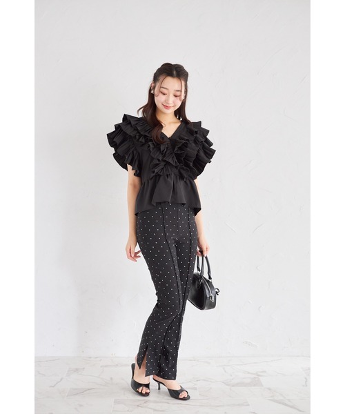tocco closet(トッコ クローゼット)の「【ZOZO限定】フリルティアードクロップドブラウス(シャツ/ブラウス・レディース・ブラック/ホワイト・M)」の10枚目の写真