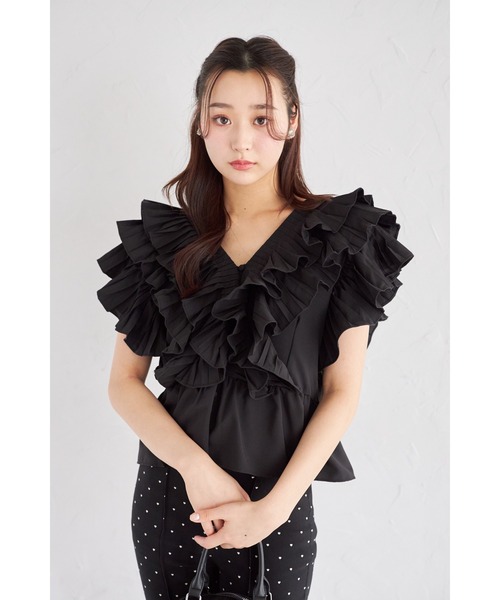 tocco closet(トッコ クローゼット)の「【ZOZO限定】フリルティアードクロップドブラウス(シャツ/ブラウス・レディース・ブラック/ホワイト・M)」の12枚目の写真
