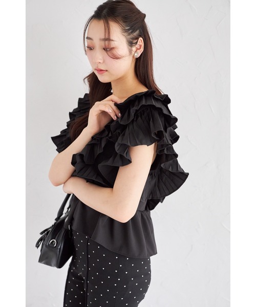 tocco closet(トッコ クローゼット)の「【ZOZO限定】フリルティアードクロップドブラウス(シャツ/ブラウス・レディース・ブラック/ホワイト・M)」の13枚目の写真