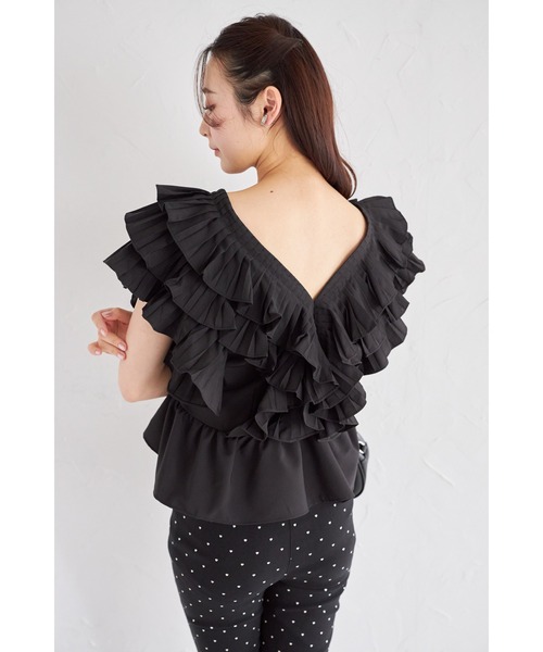 tocco closet(トッコ クローゼット)の「【ZOZO限定】フリルティアードクロップドブラウス(シャツ/ブラウス・レディース・ブラック/ホワイト・M)」の14枚目の写真