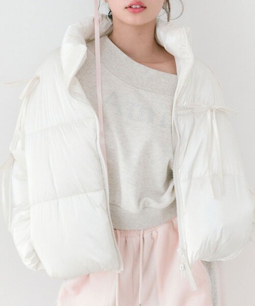 OLIVE des OLIVE（オリーブデオリーブ）の「リボンエコダウンブルゾン（ダウンジャケット/コート・レディース・ピンク/サックスブルー/ブラック/オフホワイト・FREE）」の12枚目の写真