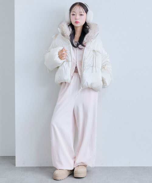 OLIVE des OLIVE（オリーブデオリーブ）の「リボンエコダウンブルゾン（ダウンジャケット/コート・レディース・ピンク/サックスブルー/ブラック/オフホワイト・FREE）」の18枚目の写真