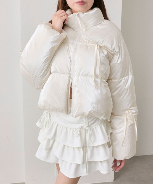 OLIVE des OLIVE（オリーブデオリーブ）の「リボンエコダウンブルゾン（ダウンジャケット/コート・レディース・ピンク/サックスブルー/ブラック/オフホワイト・FREE）」の20枚目の写真