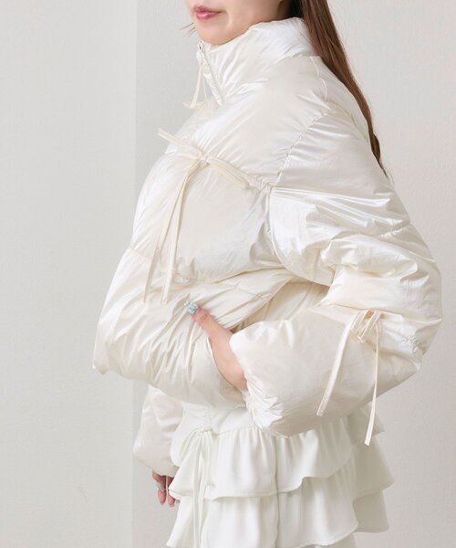 OLIVE des OLIVE（オリーブデオリーブ）の「リボンエコダウンブルゾン（ダウンジャケット/コート・レディース・ピンク/サックスブルー/ブラック/オフホワイト・FREE）」の21枚目の写真