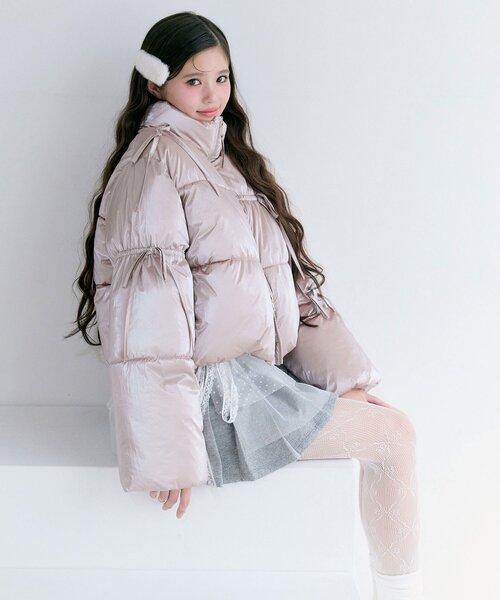 アイボリー ダウンジャケット リボン付き新品 i4c14_5.jpg