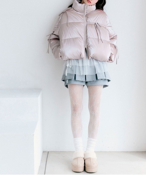 OLIVE des OLIVE（オリーブデオリーブ）の「リボンエコダウンブルゾン（ダウンジャケット/コート・レディース・ピンク/サックスブルー/ブラック/オフホワイト・FREE）」の9枚目の写真