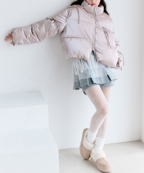 OLIVE des OLIVE（オリーブデオリーブ）の「リボンエコダウンブルゾン（ダウンジャケット/コート・レディース・ピンク/サックスブルー/ブラック/オフホワイト・FREE）」の10枚目の写真