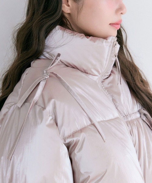 OLIVE des OLIVE（オリーブデオリーブ）の「リボンエコダウンブルゾン（ダウンジャケット/コート・レディース・ピンク/サックスブルー/ブラック/オフホワイト・FREE）」の8枚目の写真