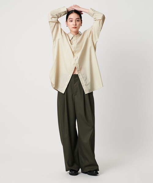BEAUTY&YOUTH UNITED ARROWS(ビューティーアンドユースユナイテッドアローズ)の「コットン ストライプビッグシャツ(シャツ/ブラウス・レディース・ライラック/ベージュ・FREE)」の6枚目の写真