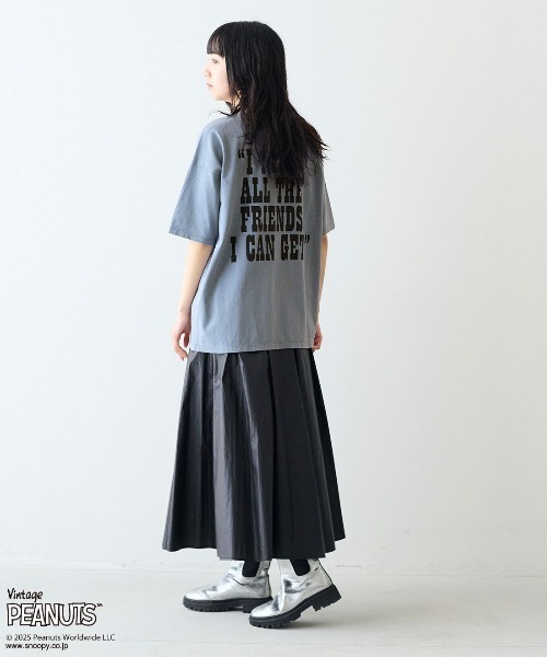 MEDE19F(メデジュウキュウ)の「MEDE19F for PEANUTS 古着のようなプリントTシャツ(Tシャツ/カットソー・レディース・ブルー/チャコールグレー・M/S/LL/L)」の14枚目の写真