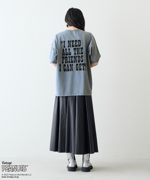 MEDE19F(メデジュウキュウ)の「MEDE19F for PEANUTS 古着のようなプリントTシャツ(Tシャツ/カットソー・レディース・ブルー/チャコールグレー・M/S/LL/L)」の15枚目の写真