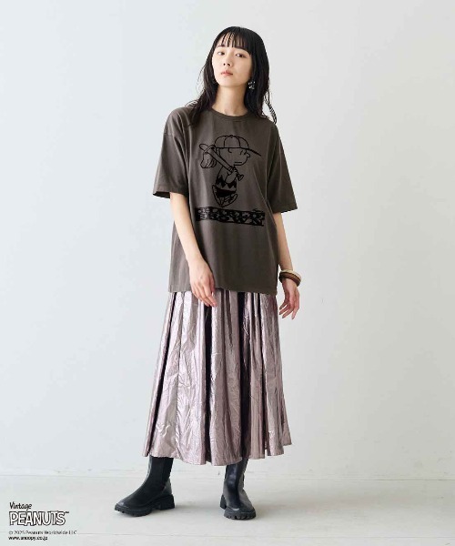 MEDE19F(メデジュウキュウ)の「MEDE19F for PEANUTS 古着のようなプリントTシャツ(Tシャツ/カットソー・レディース・ブルー/チャコールグレー・M/S/LL/L)」の16枚目の写真