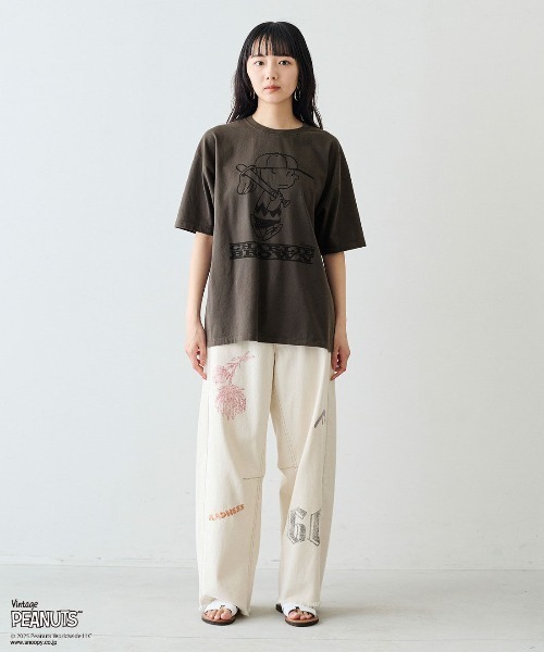 MEDE19F(メデジュウキュウ)の「MEDE19F for PEANUTS 古着のようなプリントTシャツ(Tシャツ/カットソー・レディース・ブルー/チャコールグレー・M/S/LL/L)」の17枚目の写真