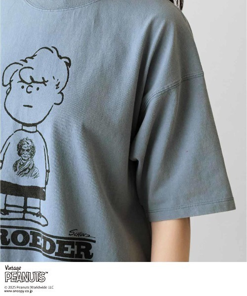 MEDE19F(メデジュウキュウ)の「MEDE19F for PEANUTS 古着のようなプリントTシャツ(Tシャツ/カットソー・レディース・ブルー/チャコールグレー・M/S/LL/L)」の11枚目の写真