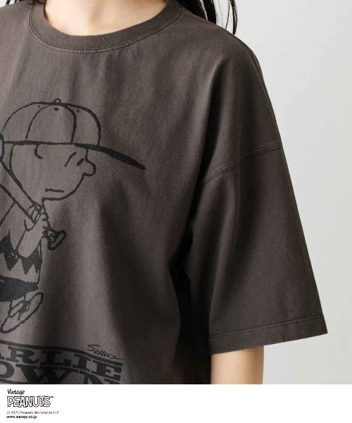MEDE19F(メデジュウキュウ)の「MEDE19F for PEANUTS 古着のようなプリントTシャツ(Tシャツ/カットソー・レディース・ブルー/チャコールグレー・M/S/LL/L)」の12枚目の写真