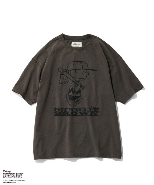MEDE19F(メデジュウキュウ)の「MEDE19F for PEANUTS 古着のようなプリントTシャツ(Tシャツ/カットソー・レディース・ブルー/チャコールグレー・M/S/LL/L)」の4枚目の写真