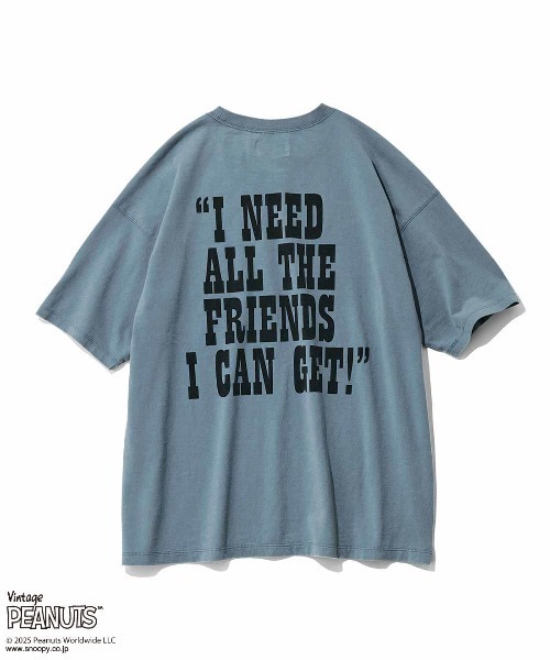MEDE19F(メデジュウキュウ)の「MEDE19F for PEANUTS 古着のようなプリントTシャツ(Tシャツ/カットソー・レディース・ブルー/チャコールグレー・M/S/LL/L)」の3枚目の写真