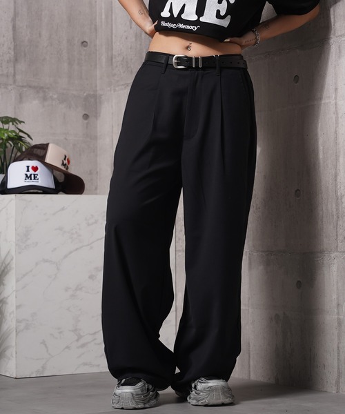 #MEMORY(メモリー)の「【MEMORY】ワイドストレート スラックス パンツ / Wide Straight Slacks Pants(スラックス・メンズ・ブラック/ストライプ・S/M/L)」の6枚目の写真