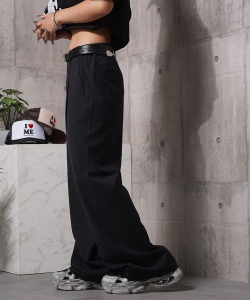 #MEMORY(メモリー)の「【MEMORY】ワイドストレート スラックス パンツ / Wide Straight Slacks Pants(スラックス・メンズ・ブラック/ストライプ・S/M/L)」の7枚目の写真