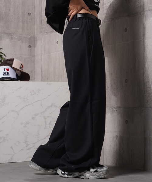 #MEMORY(メモリー)の「【MEMORY】ワイドストレート スラックス パンツ / Wide Straight Slacks Pants(スラックス・メンズ・ブラック/ストライプ・S/M/L)」の8枚目の写真