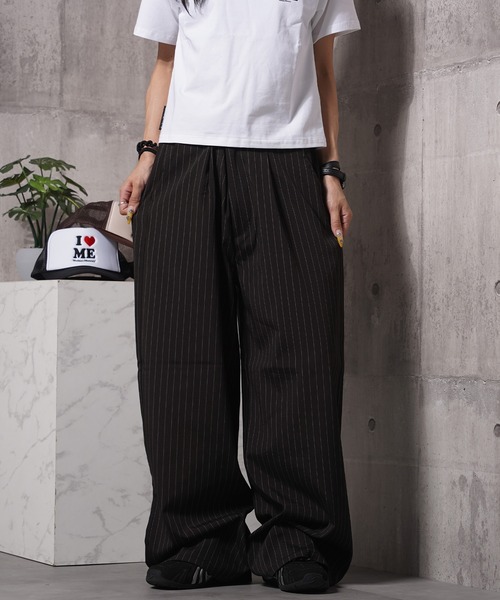 #MEMORY(メモリー)の「【MEMORY】ワイドストレート スラックス パンツ / Wide Straight Slacks Pants(スラックス・メンズ・ブラック/ストライプ・S/M/L)」の17枚目の写真