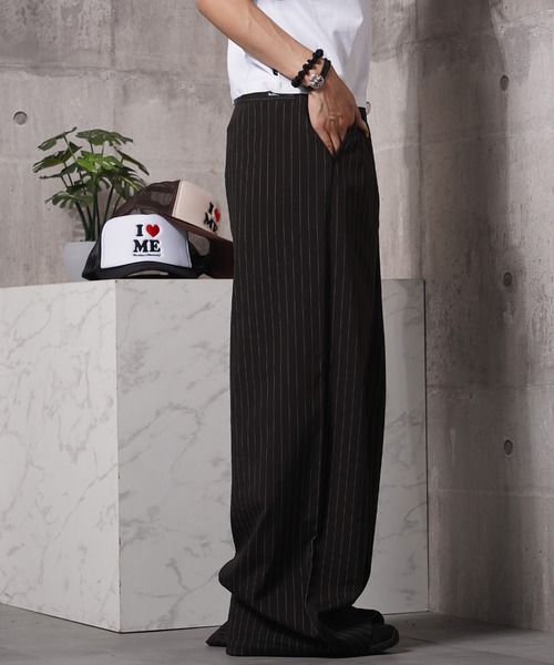 #MEMORY(メモリー)の「【MEMORY】ワイドストレート スラックス パンツ / Wide Straight Slacks Pants(スラックス・メンズ・ブラック/ストライプ・S/M/L)」の19枚目の写真