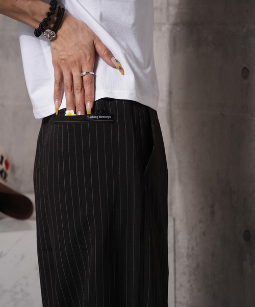 #MEMORY(メモリー)の「【MEMORY】ワイドストレート スラックス パンツ / Wide Straight Slacks Pants(スラックス・メンズ・ブラック/ストライプ・S/M/L)」の20枚目の写真