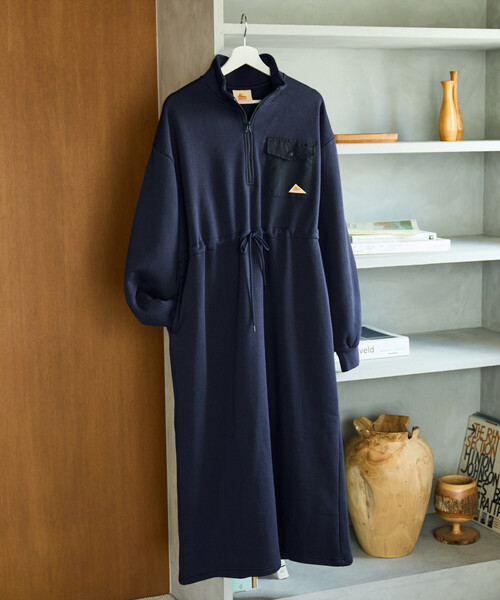 FREAK'S STORE（フリークスストア）の「限定展開 KELTY × FREAK'S STORE/ケルティ 別注 裏起毛 ハーフジップ ウエスト リボン ワンピース（ワンピース・レディース・ベージュ/ネイビー/ライトグレー/ブラック・ﾌﾘ-）」の4枚目の写真