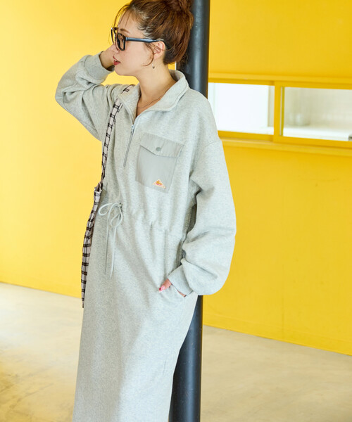 FREAK'S STORE（フリークスストア）の「限定展開 KELTY × FREAK'S STORE/ケルティ 別注 裏起毛 ハーフジップ ウエスト リボン ワンピース（ワンピース・レディース・ベージュ/ネイビー/ライトグレー/ブラック・ﾌﾘ-）」の14枚目の写真