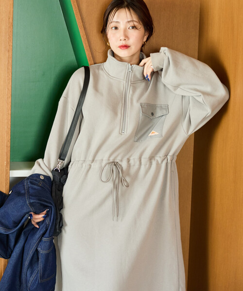 FREAK'S STORE（フリークスストア）の「限定展開 KELTY × FREAK'S STORE/ケルティ 別注 裏起毛 ハーフジップ ウエスト リボン ワンピース（ワンピース・レディース・ベージュ/ネイビー/ライトグレー/ブラック・ﾌﾘ-）」の21枚目の写真