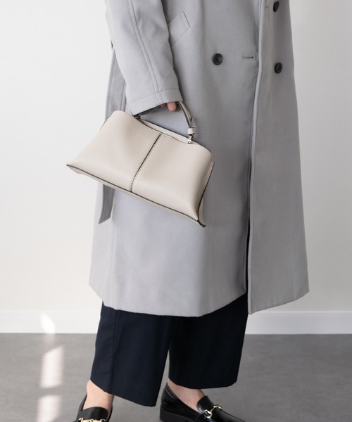 LORISTELLA(ロリステッラ)の「【LORISTELLA】レザーハンドルセンターシームハンドバッグ(Q56385)(ハンドバッグ・レディース・ブラック/ライトグレー・ALL)」の11枚目の写真