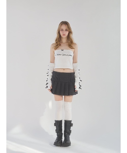 lilLilly（リルリリー）の「2wayベロアリボンアームウォーマー（アームカバー・レディース・ホワイト/ブラック×ホワイト・FREE）」の7枚目の写真